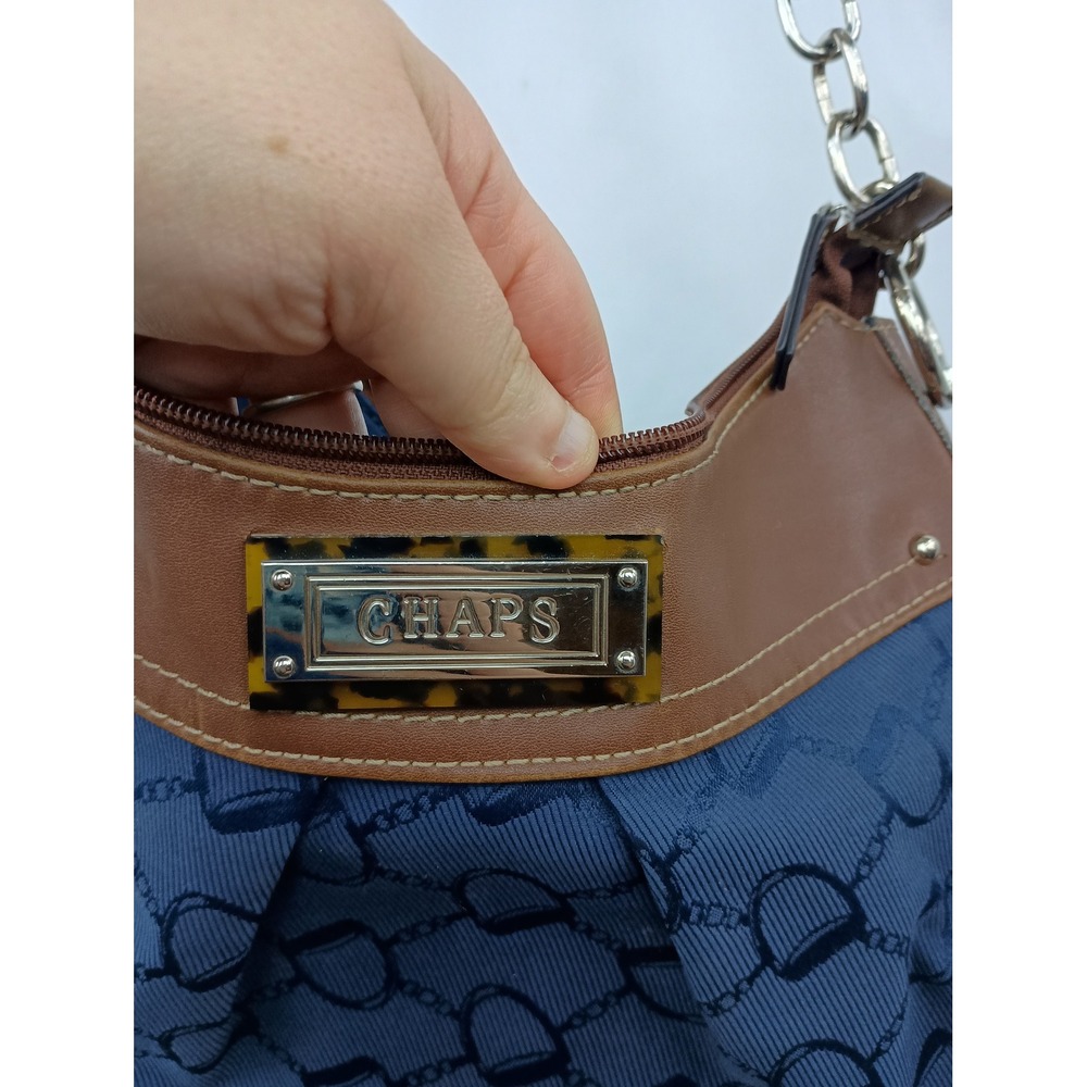Chaps ralph lauren Shoulder Bag Blue Small Purse Shoulder Bag brown Faux Leather - Picture 3 of 9
